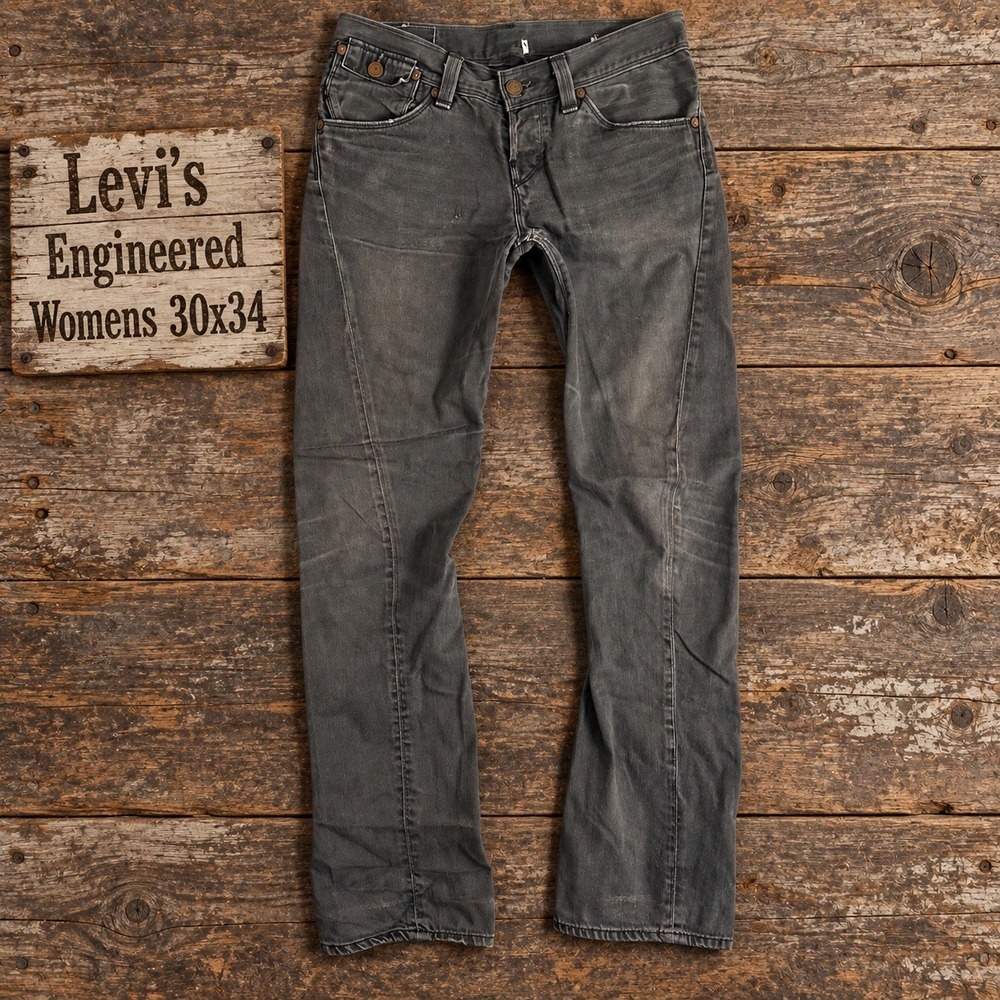 Levis Engineered Jeans Womens 30x34 Gray Twisted Seam Low Rise Denim Pants